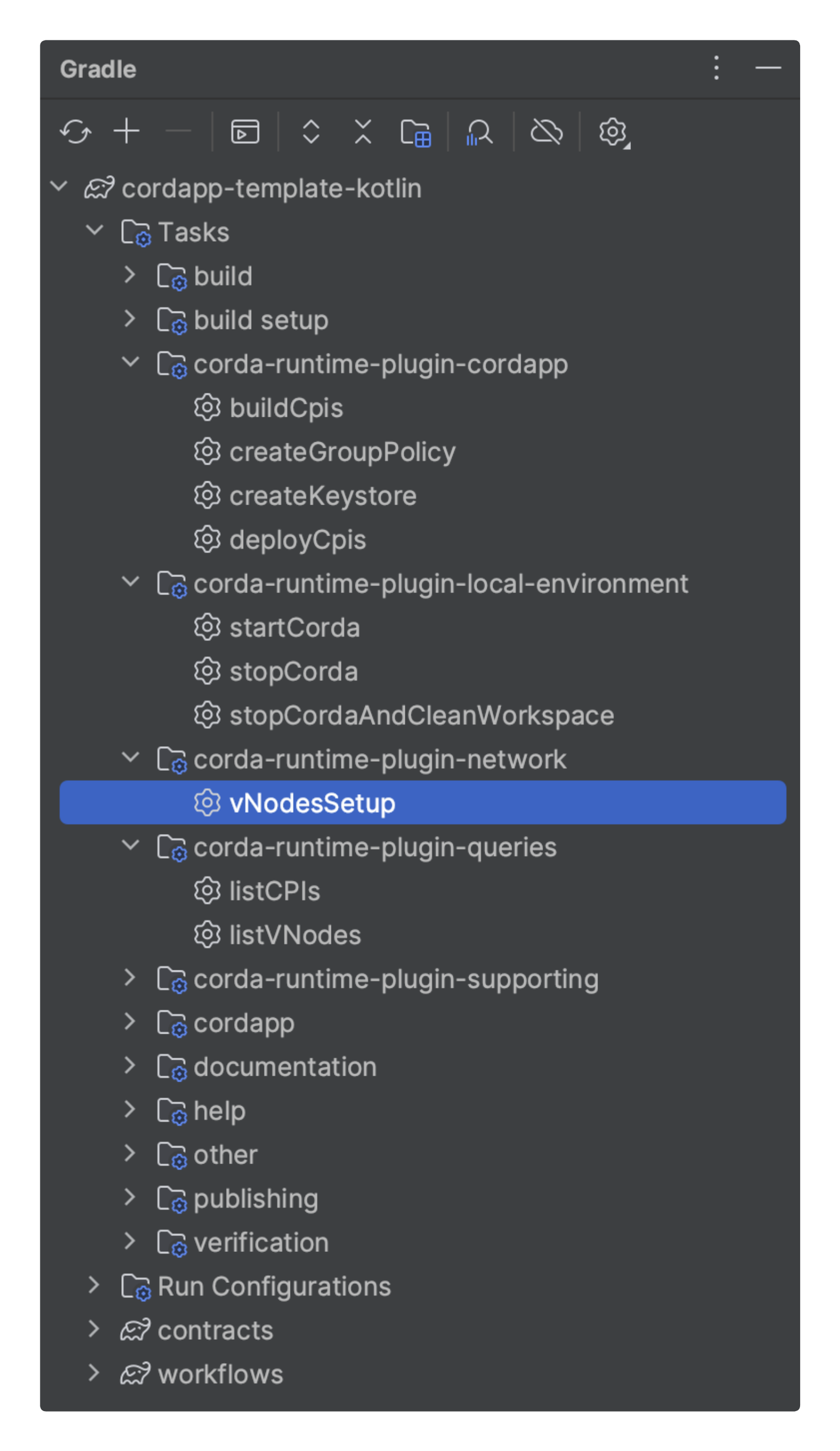 Task to set up the virtual nodes in IntelliJ